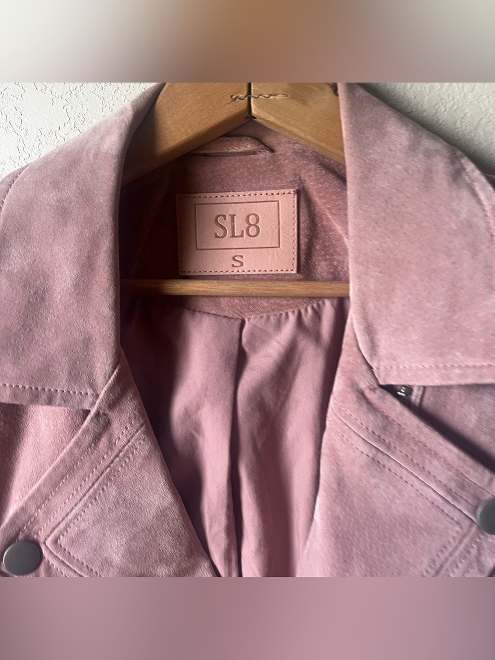 SL8 Genuine Leather Pink Suede Moto Jacket - Women's - Picture 3 of 7